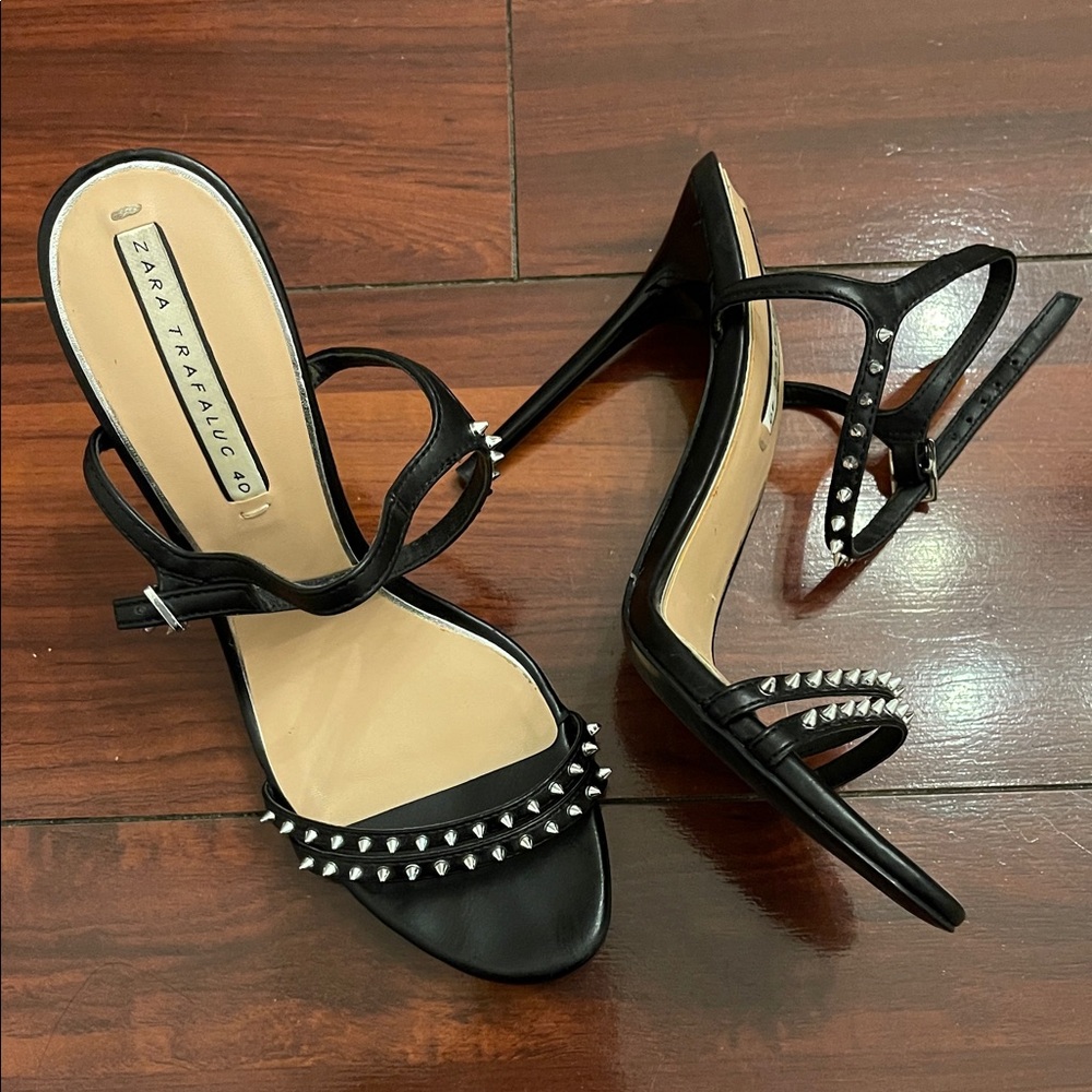 Zara Black Studded Heels
